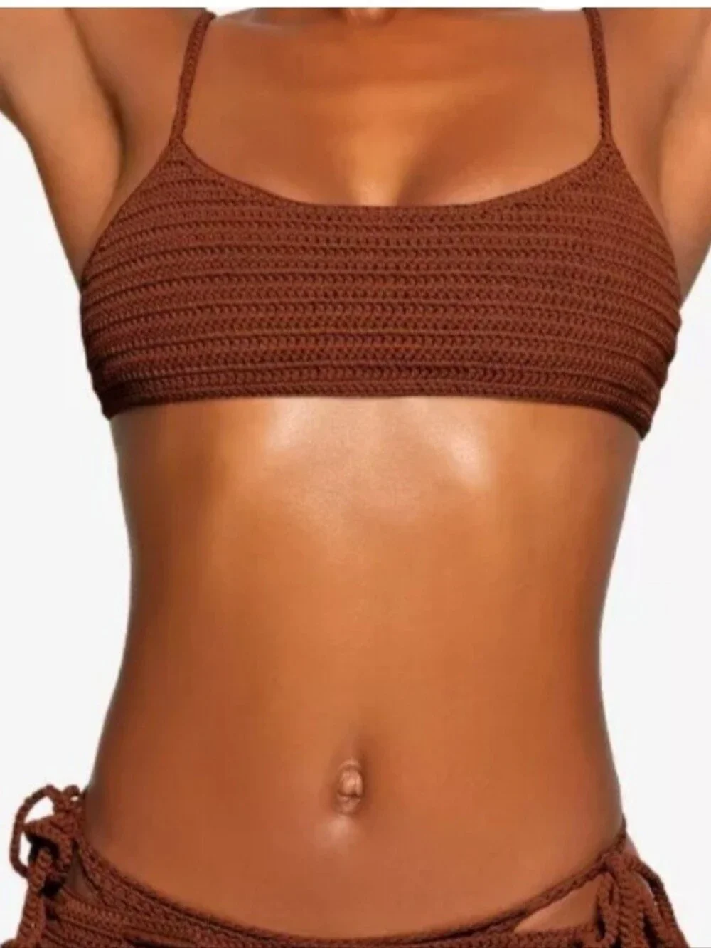 SKIMS Brown Crochet Bikini Top and Bottom Set